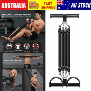 Pedal Puller 4-Tube Elastic Yoga Tension Rope Resistance Band Indoor Fitness AU - Picture 1 of 12