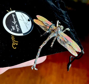 TIMMY WOODS BROOCH PIN PENDANT Dragonfly Insect SILVER NWT Swarovski CRYSTALS - Picture 1 of 8