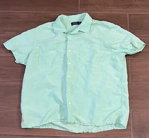 Polo Ralph Lauren Mens Shirt Large Caldwell Silk Linen Casual Preppy Camp Collar - Picture 1 of 7
