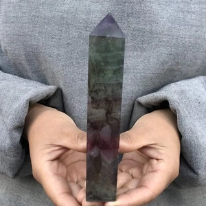 300g natural Watermelon Fluorite Obelisk quartz crystal Wand Point Reiki XA4105 - Picture 1 of 17