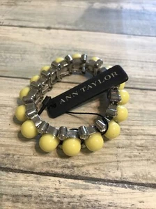 Ann Taylor Stretch Bracelet NWT Yellow Acrylic Beads Rhinestones - Picture 1 of 7