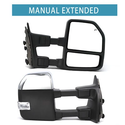 Towing Mirrors Manual Folding For 2003 2004 2005 2006 2007 2008 Ford F250 Chrome - Image 1 of 4