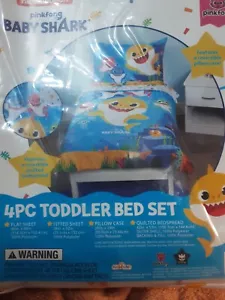 New in factory sealed packaging Baby Shark 4pc Toddler Bedding Set - Picture 1 of 6