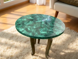 Mesa de centro de malaquita hecha a mano - Arte de mosaico de piedras preciosas - Losas de lujo para decoración del hogar - Imagen 1 de 10