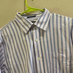 Camicia uomo Lands' End Supima Hyde Park a righe vestibilità tradizionale con bottoni - Foto 1 di 7