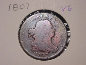 1807 7/7 Cohen-1 C-1 7/7 DRAPED BUST HALF CENT VG BETTER DATE FREE SHIPPING - Picture 1 of 2