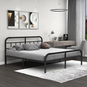 King & Cal King Size Heavy Duty Large Metal Bed Frame with Headboard Footboard - Picture 1 of 24