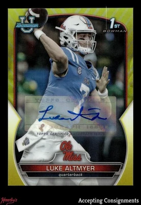 2022 Bowman Chrome U Yellow Refractor Luke Altmyer 1st ROOKIE AUTO 47/75 - Image 1 of 2
