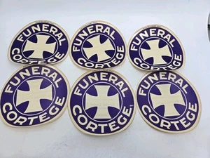 6 Vintage Beerdigung Cortege Aufkleber, F.H Goebel Casket Co, Mortician, Kuriositäten - Bild 1 von 3