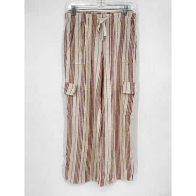 Pantalones Roxy M Medianos Rayas Boho Bolsillo Costeros Playa Foto 1 de 3