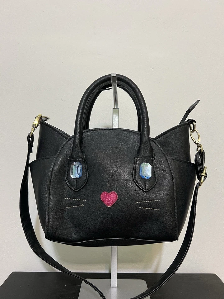 Bandolera Betsey Johnson Gato Negro Azul Gema Ojos Cartera Luv Betsey Foto 1 de 4