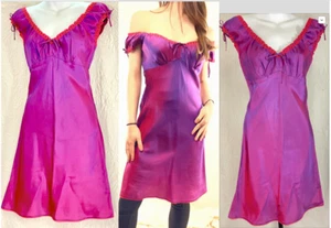 Betsey Johnson Milkmaid Ribbon Dress Vintage Original Purple Orange SzP 💜🍑 - Picture 1 of 18