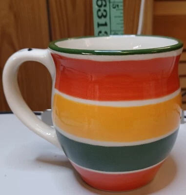 TAZA LATTE DE GRES CERÁMICA HARTSTONE Muestra Naranja Rayas Libélula Foto 1 de 4