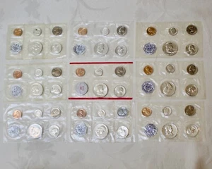 9 US TREASURY DEPARTMENT 90% SILVER FIVE COIN UNCIRCULATED SETS 1956-57, 59-64 - Picture 1 of 21