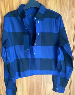 Camisa Fred Perry de manga larga para damas azul a cuadros talla 10 algodón nuevas etiquetas Foto 1 de 4