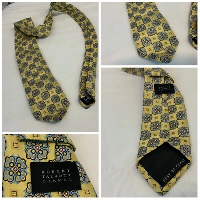 Robert Talbott Neck Tie Gold Floral Silk 3.25” Wide Best of Class YGI G1-367 - Imagem 1 de 4