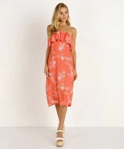 Flynn Skye Women's Fiona Apricot Burst Midi Dress Size S NWT - Picture 1 of 3