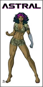 ASTRAL GENESIS 3" x 6" sci-fi sticker starring LILA in sexy "green camo" outfit! - Picture 1 of 1