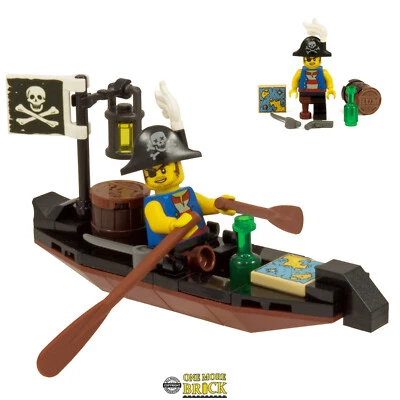 Pirate Boat/Ship Inc Minifigure, Map, Jolly Roger Flag | Kit Made With Real LEGO - Image 1 of 3