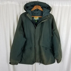 Cabelas Hooded Nylon Anorak Rain Jacket Windbreaker Mens L All Weather Olive - Picture 1 of 5
