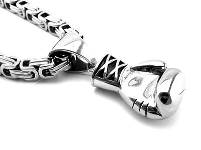 Edelstahl Boxhandschuh Anhänger + Königskette Set Rocker Biker Fitness (K-A01) - Bild 1 von 3