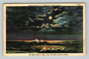 Moonlight Myrtle Beach South Carolina SC Postcard America's Finest Strand - Picture 1 of 2