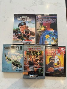 Lote de 5 juegos Commodore 64 Super Huey Bad Dudes Ninja Airborne Ranger Jet Combat - Imagen 1 de 13