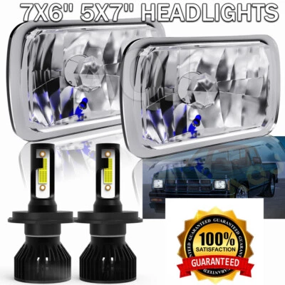 PAIR 7x6'' 5x7'' LED Headlights Hi-Lo For Freightliner FL50 FL60 FL70 FL80 MT35 - Image 1 of 4