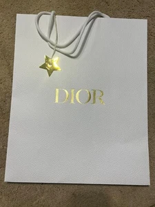 Dior Authentic White Pebble Shopping Gift Luxury Bag 17x14x6.5 With Gold Star - Picture 1 of 5