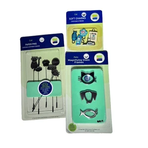 Around The Block Cat Set/3 Paper Pins Kitty Soft Charms Pet Magnifying Frame NEW - Picture 1 of 5