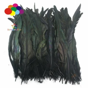 Black dyeing 100 Pcs 12-14 Inch/ 30-35 cm Cock Chicken Tail natural Feathers - Picture 1 of 7