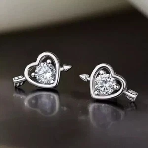 1,00 ct Rundschliff VS/SI Lab Grown Diamant Damen Ohrstecker 14 K Weißgold - Bild 1 von 6