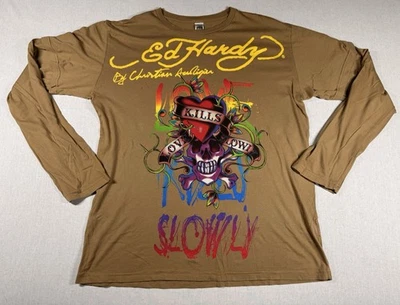 Ed Hardy T Shirt XXL Love Kills Slowly Long Sleeve Christian A Design Unisex USA - Image 1 of 4