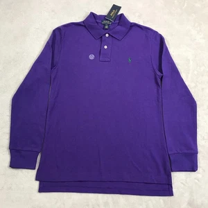 Polo Ralph Lauren Shirt Kids Size Large Purple Green Knit Cotton Long Sleeve NEW - Picture 1 of 12
