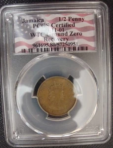Jamaica 1962 1/2 centavo - WTC Ground Zero Recovery - Certificado PCGS - Imagen 1 de 3