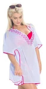LA LEELA Women's Plus Size Swimsuit Cover Ups for Swimwear US 8-16W White_P890 - Picture 1 of 3