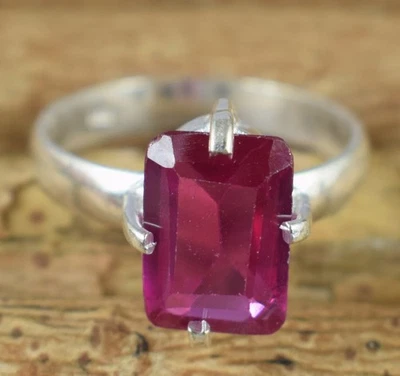 Naturale 6.20 KT Rosa Rubellite Tormalina Smeraldo Cut Gemma Anello Certificata - Immagine 1 di 4