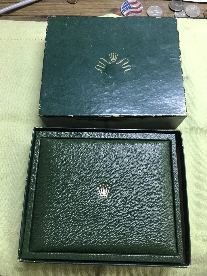 Vintage Auténtico Rolex Años 60 Verde Hombre Caja/Estuche.Para Relojes Correa Cuero Foto 1 de 4