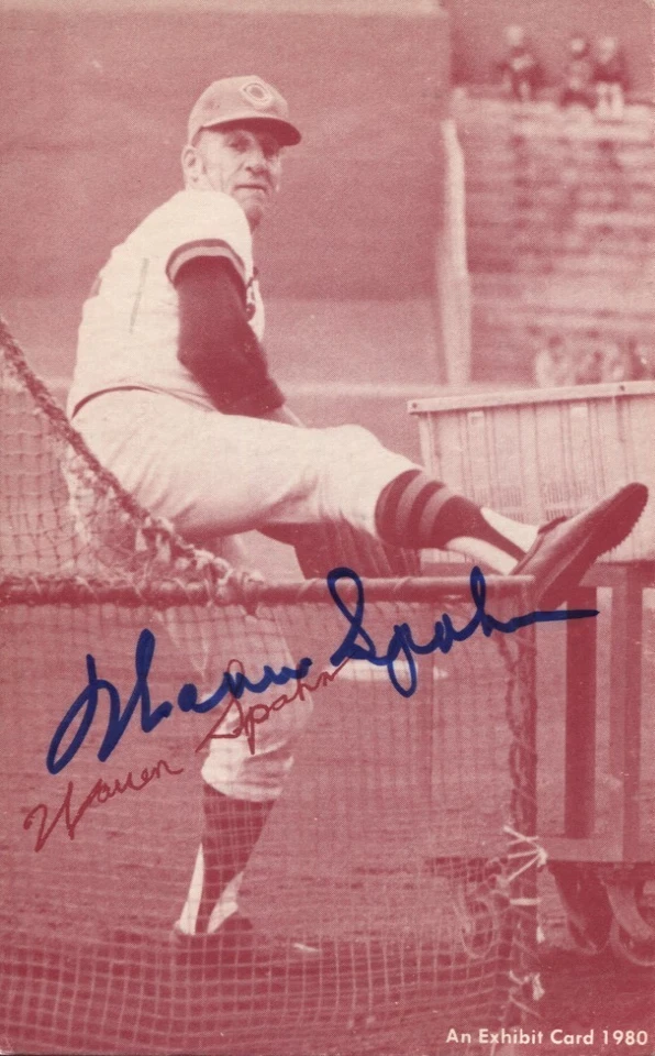 Warren Spahn autographed 1980 Exhibit Card - Image 1 of 1