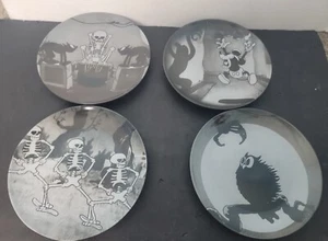 Disney Parks The Skeleton Dance and The Haunted House Plates Set 4 piece New - Picture 1 of 11