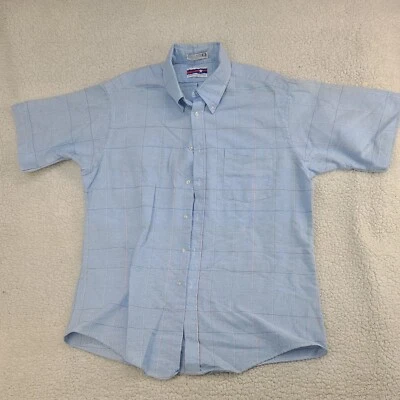 Camisa Edición Americana Para Hombre Grande Azul Rayas Abotonadas Manga Corta Hecha en EE. UU. Foto 1 de 4