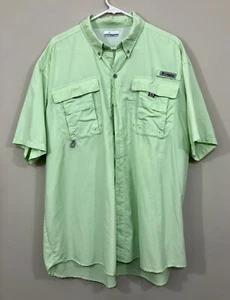 Columbia PFG Men's XL Bright Green Button Front Vented Back Fishing SHIRT - Picture 1 of 2