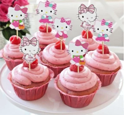 24pcs Hello Kitty Cupcake Toppers Hello Kitty Party CupCake Decoration Foto 1 de 2