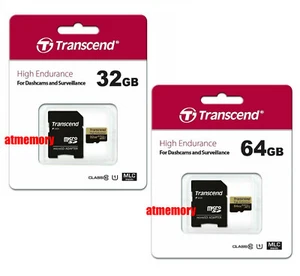 Transcend 32GB 64GB High Endurance Micro SD SDHC SDXC Class 10 MLC  - Picture 1 of 3