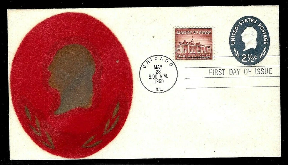 U542 2.5c Envelope Stamp (1950) GEORGE WASHINGTON FDC BY VELVETONE FELT !!! - Image 1 of 1