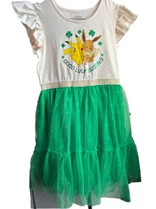 Pokemon Pikachu & Eevee Shamrock Dress - Green Tulle - Girls XL 14-(NWT) - Picture 1 of 9