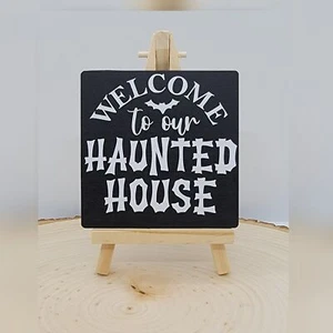 Halloween Tiered Tray Decor Mini Sign Decoration Welcome To Our Haunted House - Picture 1 of 4