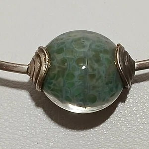 Vintage Mexiko 925 Sterling Silber Handwerk Glasperlen Drehmoment Halsband Halskette - Bild 1 von 13