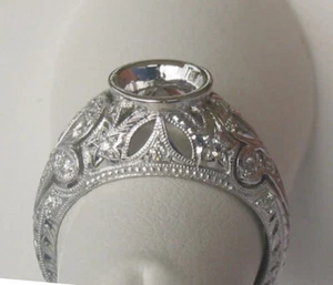 ANILLO DIAMANTE ESTILO ANTIGUO SEMI MONTURA ORO BLANCO 14K - Imagen 1 de 8