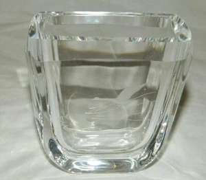Skruf Swedish Crystal Art Glass Flying Duck Bird Cloud Sun 4" Vase Signed - Picture 1 of 4